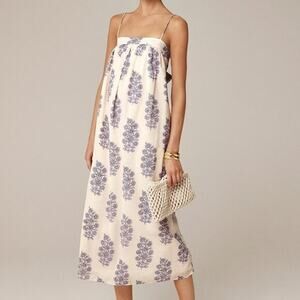J. Crew Cream Maxi Dress with Purple Floral Print